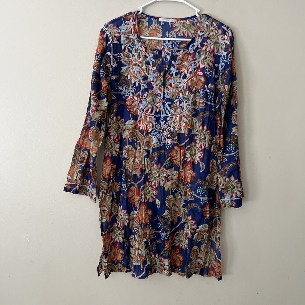 Sivana Floral Embroidered Long Sleeve Dress Women’s Size Large Boho